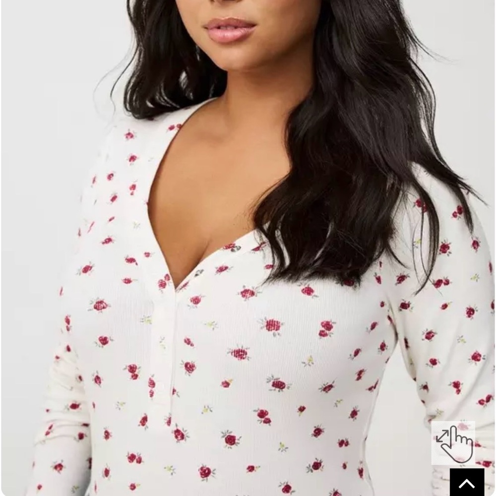 NWT Torrid Rib Long Sleeve Henley Top - Whisper White